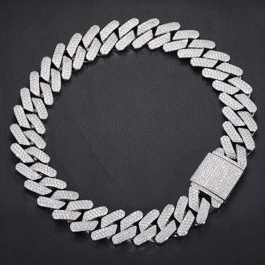 Luxury Hip Hop Jewelry 30 mm 14K Gold Plated Moissanite Iced Out Cuban Link Chain For Men