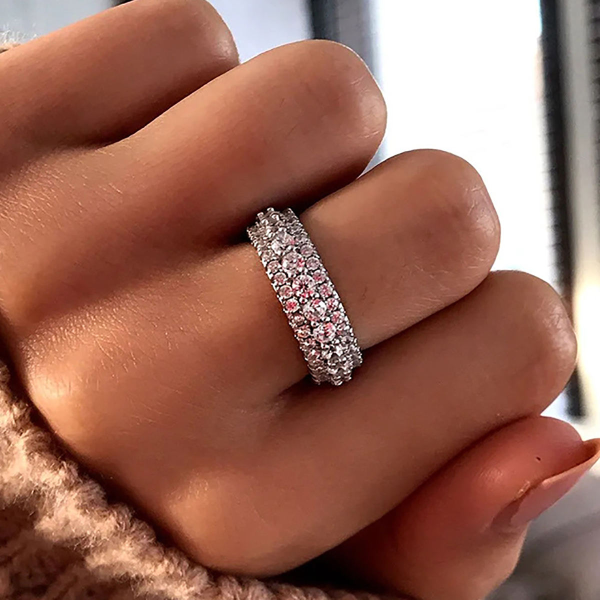Round Moissanite Iced Out Engagement Wedding Band Rings For Unisex, Moissanite Hip Hop Jewelry