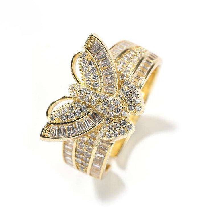 VVS Moissanite Butterfly Design Hip Hop Engagement Rings For Women, Iced Out Rings