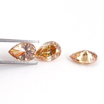 Pear Cut Champagne Color Loose Moissanite Diamond, All Custom Size Is Available