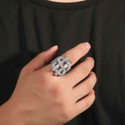 Round Moissanite Men's Hip Hop Engagement Rings, Iced Out Rings For Rapper Jewelry