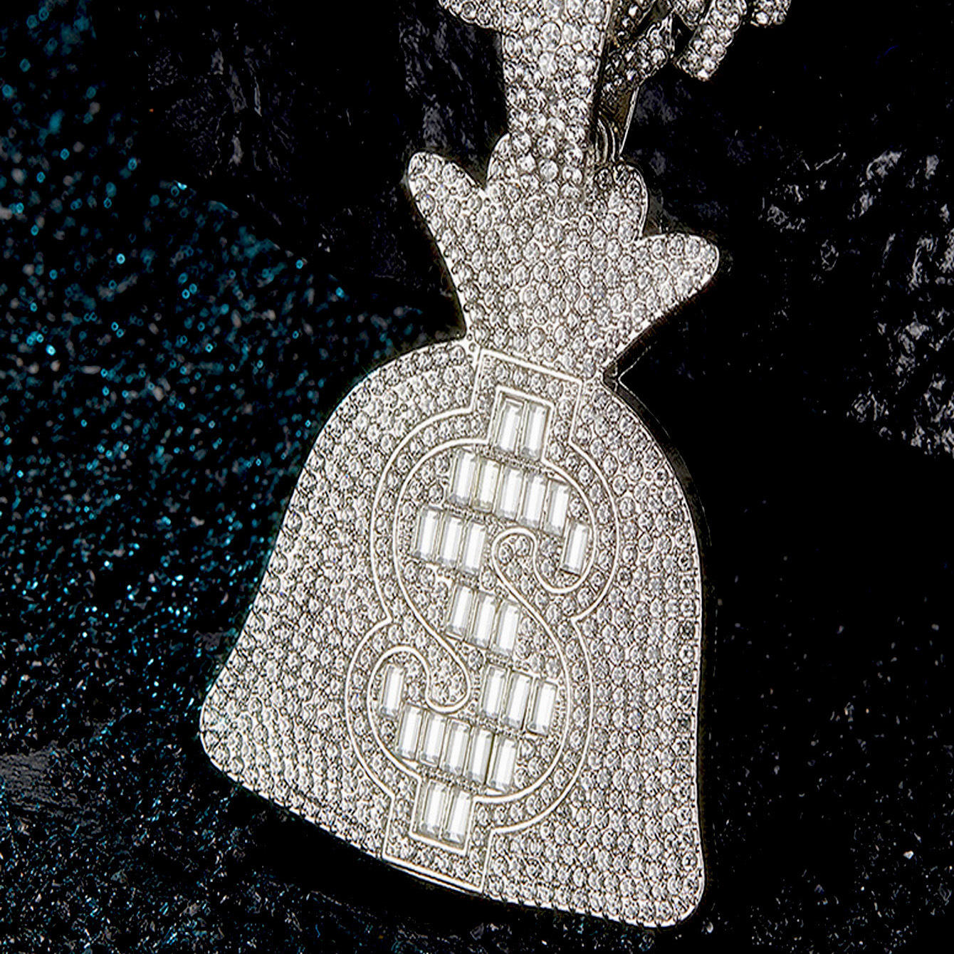 Luxury Iced Out VVS Moissanite Hip Hop Money Bag Pendant, S925 Sterling Silver - Gold Plated