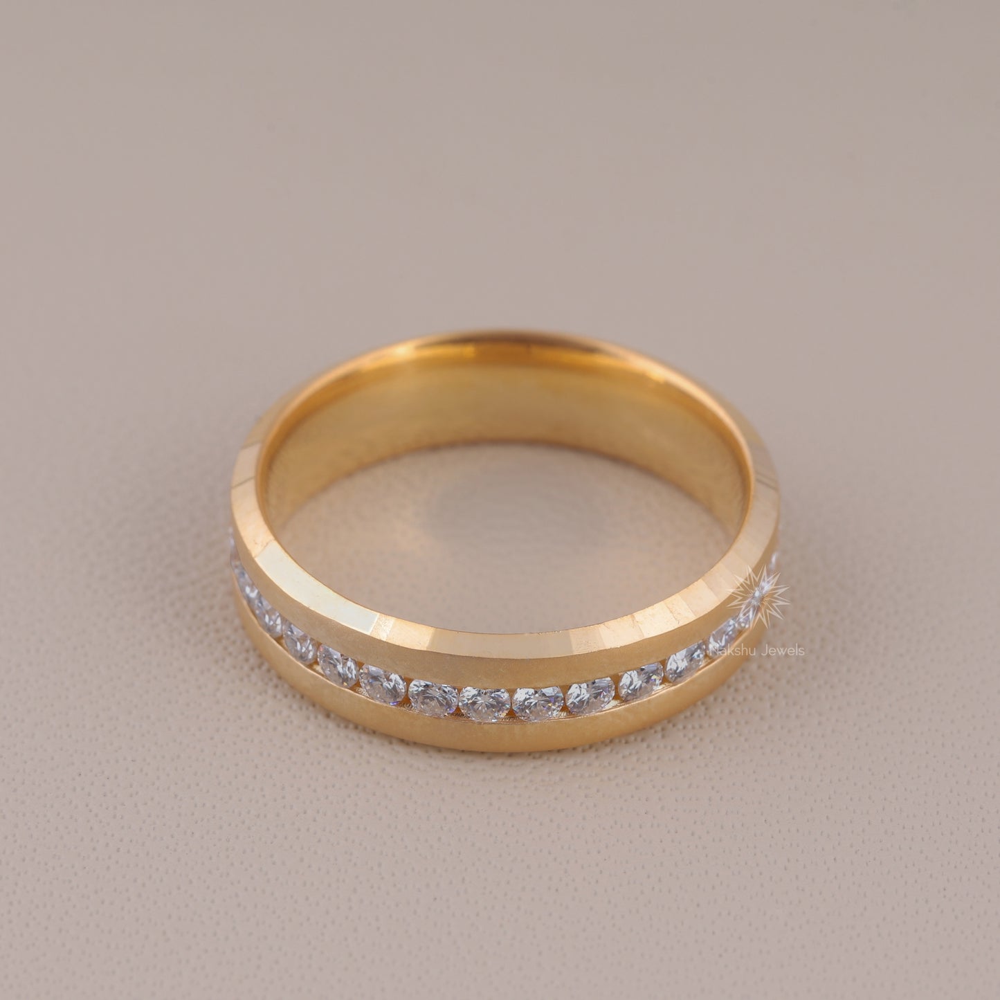 Round Colorless Moissanite Full Eternity Engagement Wedding Band For Him, Solid Gold Men's Channel Set Wedding Band, Anniversary Ring for Men/Man