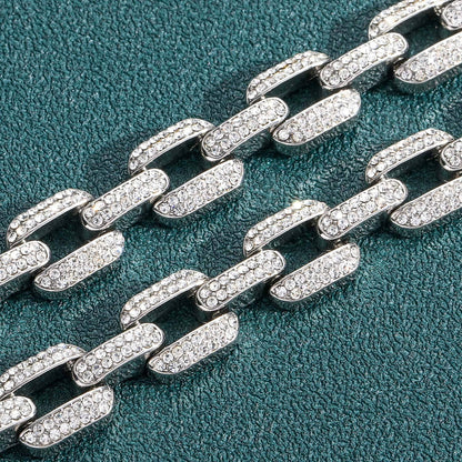New Design Iced Out Moissanite Diamond 12mm Hip Hop Cuban Link Chain Necklace, Rapper Chains, Hip Hop Jewelry