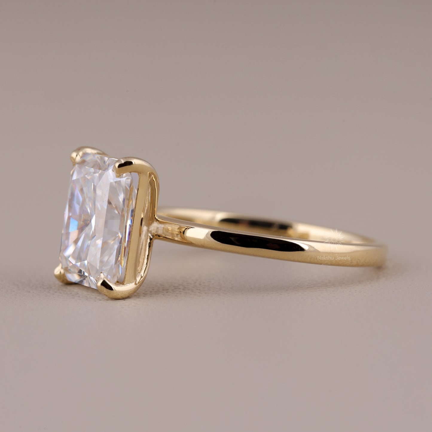 Radiant Cut Solitaire Moissanite Engagement Ring, 14K Solid Gold Promise Ring, Anniversary Gift Ring for Women