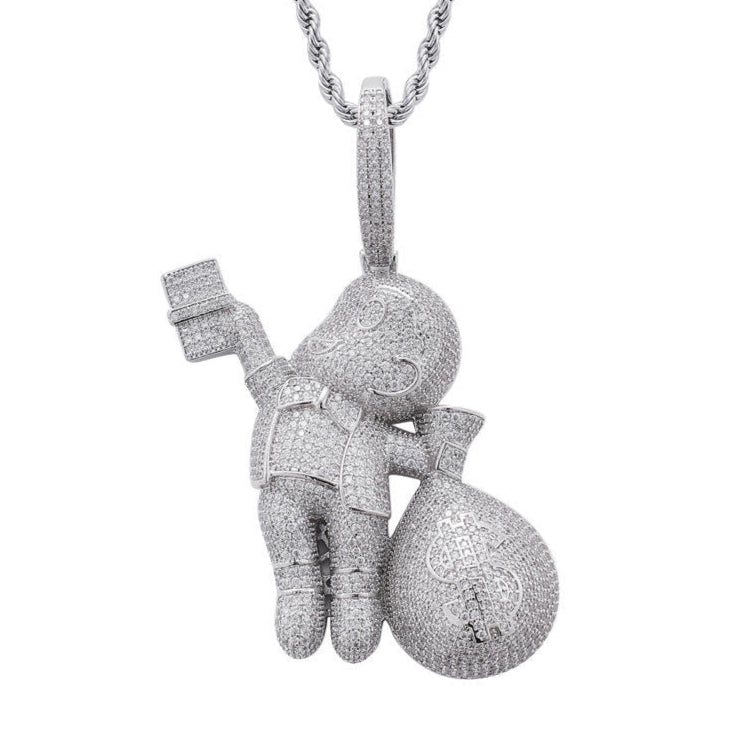 Hip Hop Iced Out Real Moissanite Men's Money Bag Pendant, S925 Sterling Silver Gold Plated Pendant