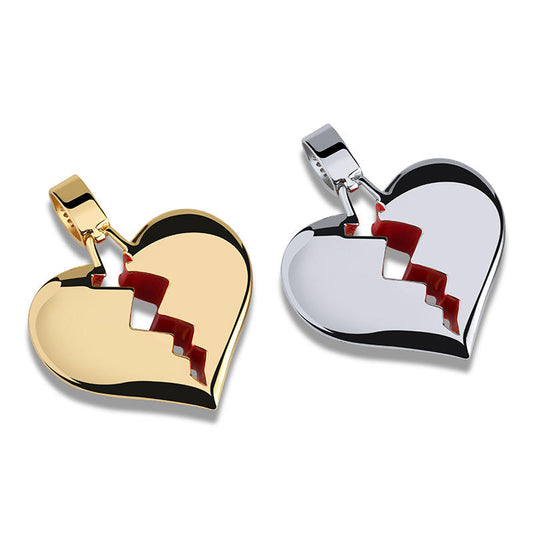 Round Moissanite Hip Hop Broken Heart Pendant For Men, Iced Out Pendant Jewelry For Rapper