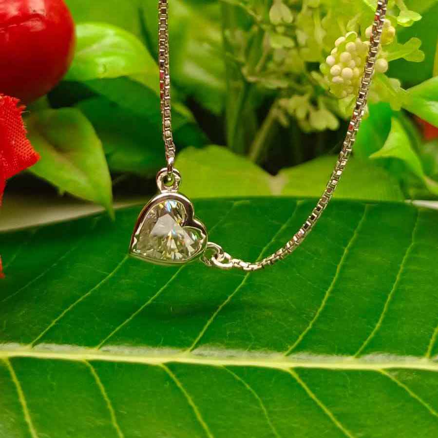 2 CT Heart Cut Moissanite Diamond Charm Pendant, 14K Solid Gold Moissanite Bezel Set Solitaire Pendant