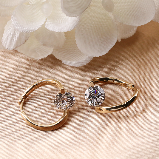 Brilliant Cut Moissanite Fancy Earring For Women 14K Yellow Gold Earrings