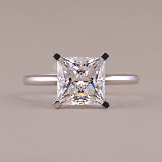 Solitaire Princess Cut Moissanite Engagement Wedding Ring