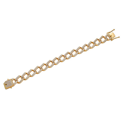 10MM Iced Out Moissanite Cuban Link Chain Bracelet Bling Men - Women Bracelet