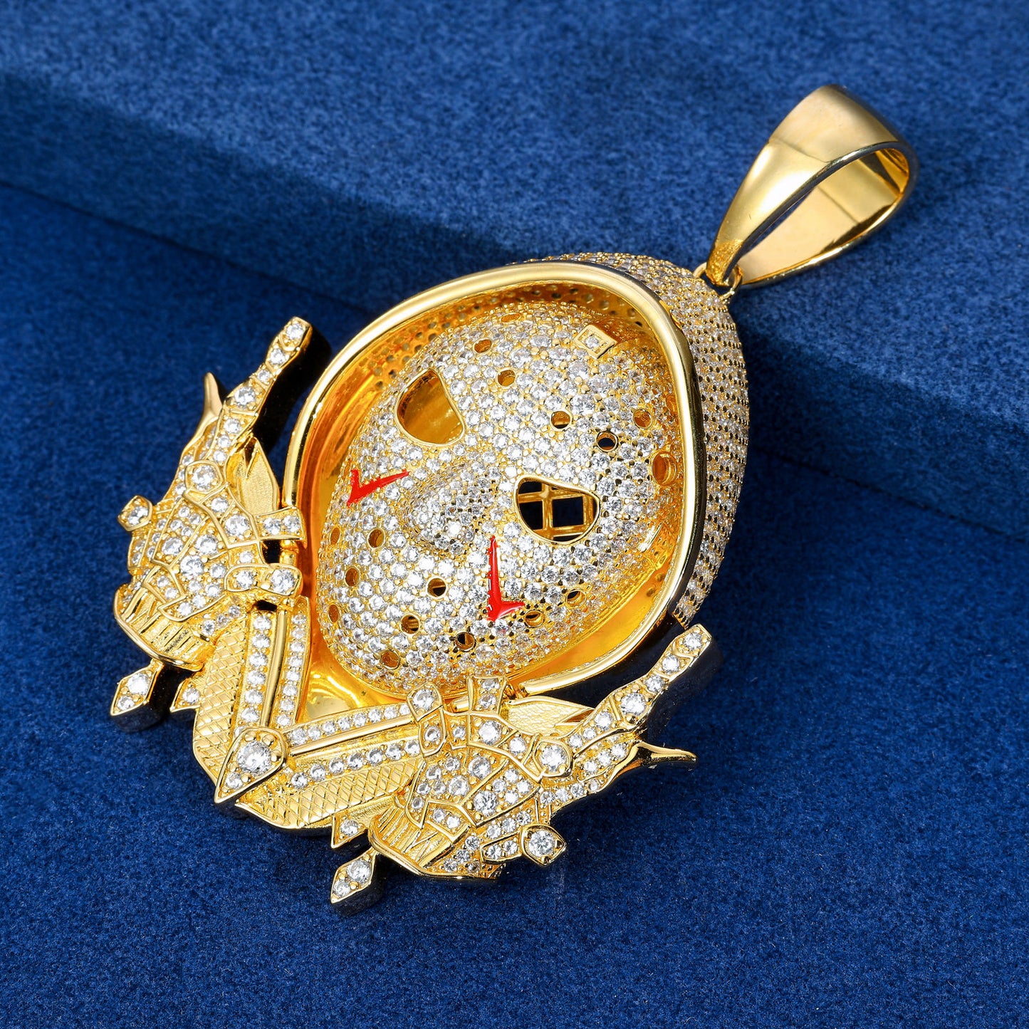 925 Sterling Silver Hip Hop Round Moissanite Micro Paved Specifically Horror-Themed Iced Out Face Pendant Rap Jewelry For Men