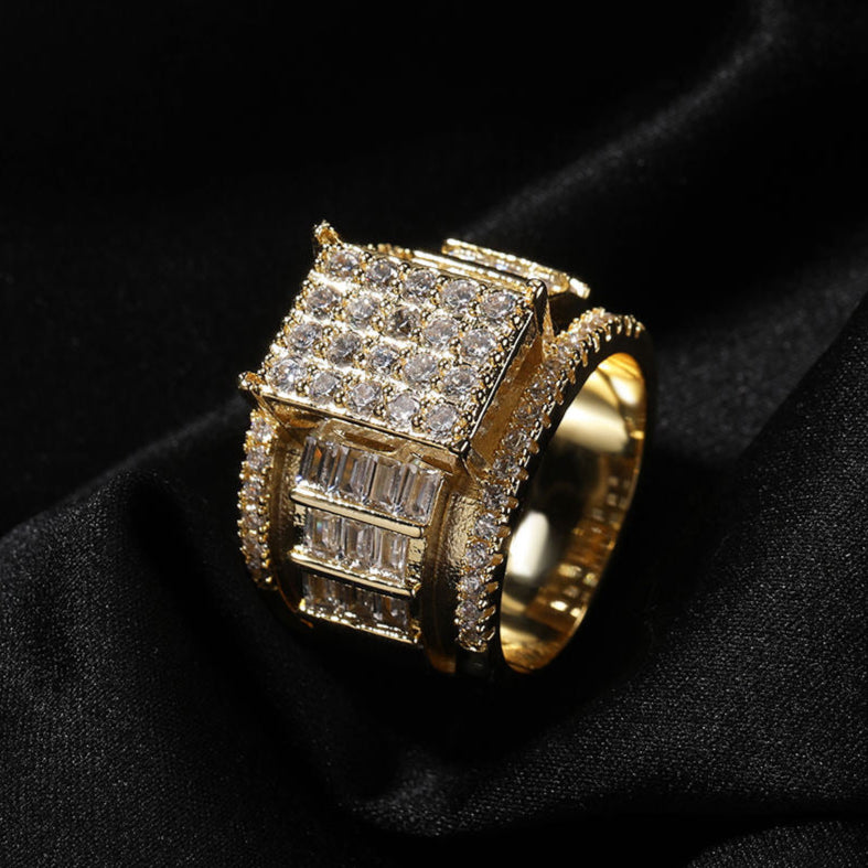 Round Cut Moissanite Adjustable Hip Hop Engagement Rings For Men's