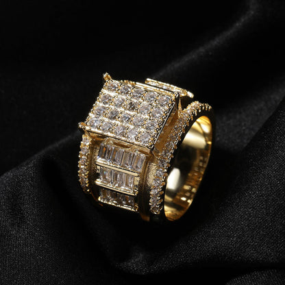 Round Cut Moissanite Adjustable Hip Hop Engagement Rings For Men's