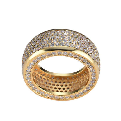 Round Moissanite Pave Set 5 Row Wide Wedding Band For Men, Fully  Iced Out Hip Hop Rings