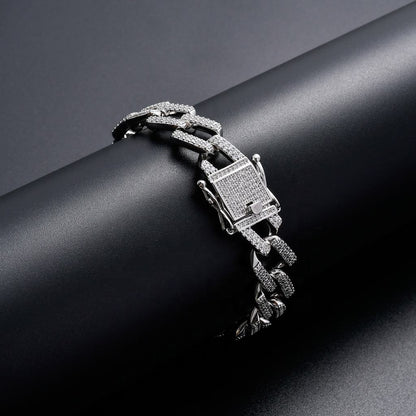 10MM Iced Out Moissanite Cuban Link Chain Bracelet Bling Men - Women Bracelet