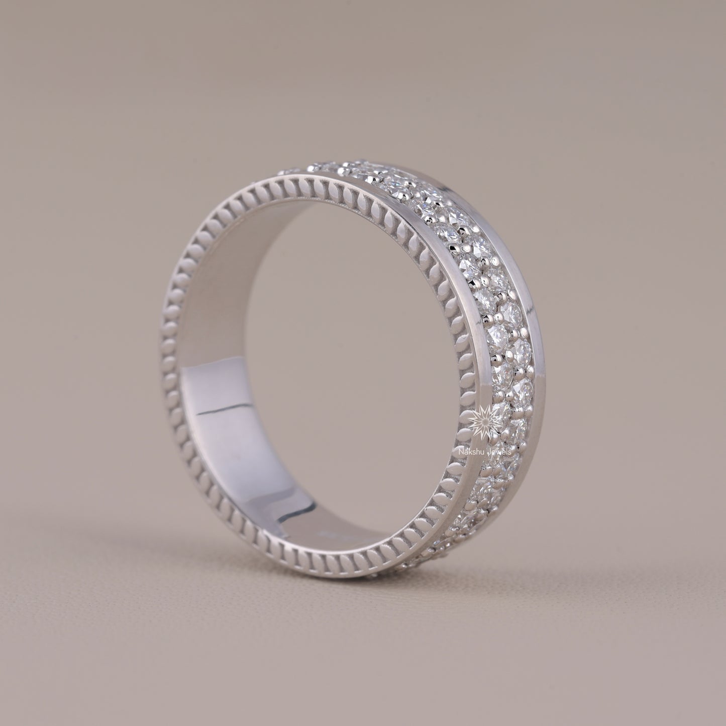 Men's Moissanite Diamond Wedding Ring, Gold Ring For Men, Full Eternity Stacking Band Ring, Moissanite Wedding Band For Men