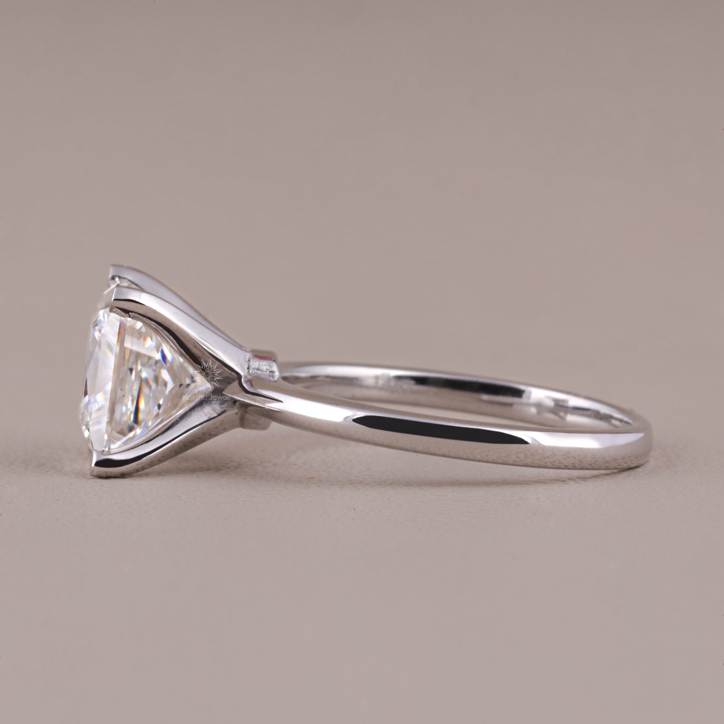 Solitaire Princess Cut Moissanite Engagement Wedding Ring