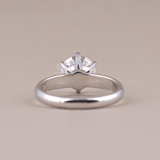 Round Cut Moissanite Solitaire Engagement Ring Classic 6 Prong Setting