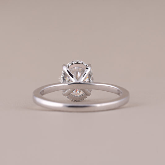Hidden Halo Oval Cut Moissanite Solitaire Engagement Wedding Ring For Women