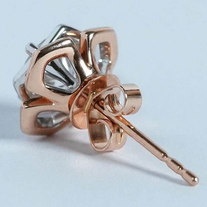Round Moissanite Flower Stud Earrings In 14K Gold for Wife, Mother, Daughter