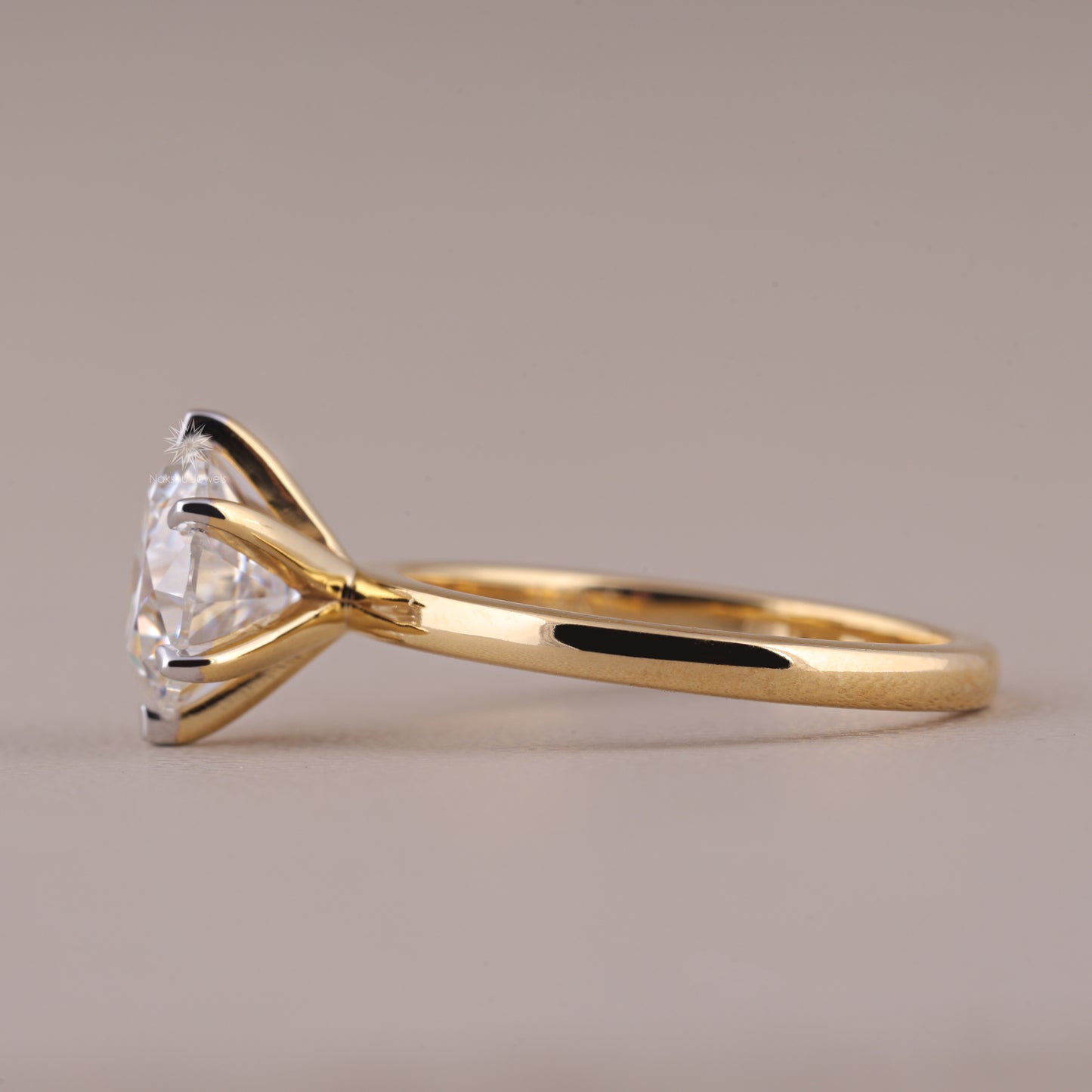 Brilliant Round Cut Moissanite Six Prong Engagement Ring In 14K Solid Gold