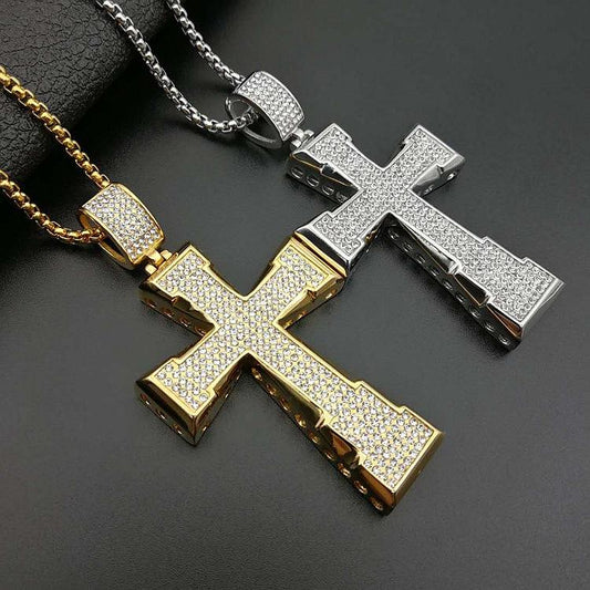 Iced Out Moissanite Cross Pendant In 925 Sterling Silver Religious Necklace