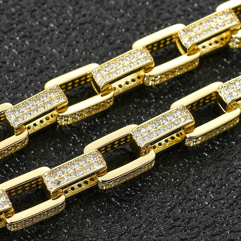 10mm Micro Pave Moissanite Hip Hop Box Chain Bracelet For Men, Unique Moissanite Hip Hop Bracelet 925 Silver Jewelry