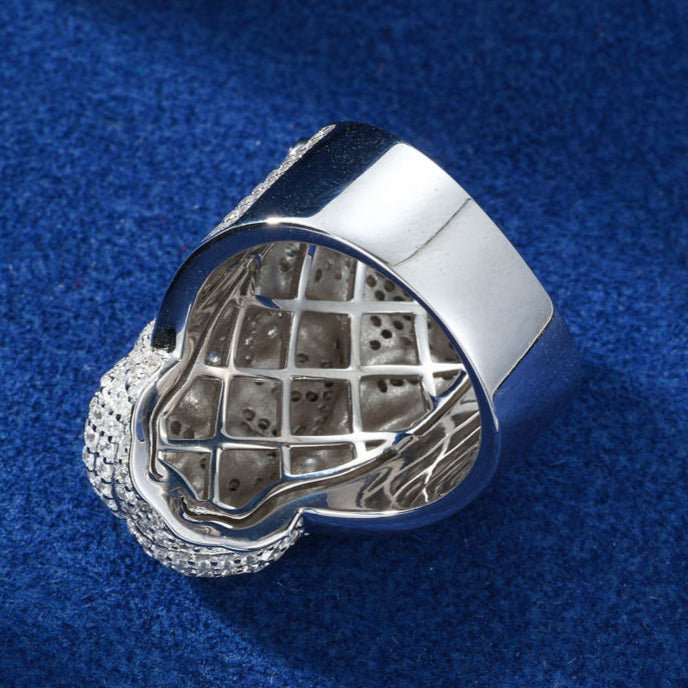 Round Moissanite Fully Iced Out Ring, Jesus Head Hip Hop Jewelry Rings