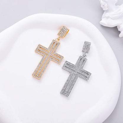 Round Cut Brilliant Moissanite Pendant, Holy Cross Charm 925 Sterling Silver Pendant
