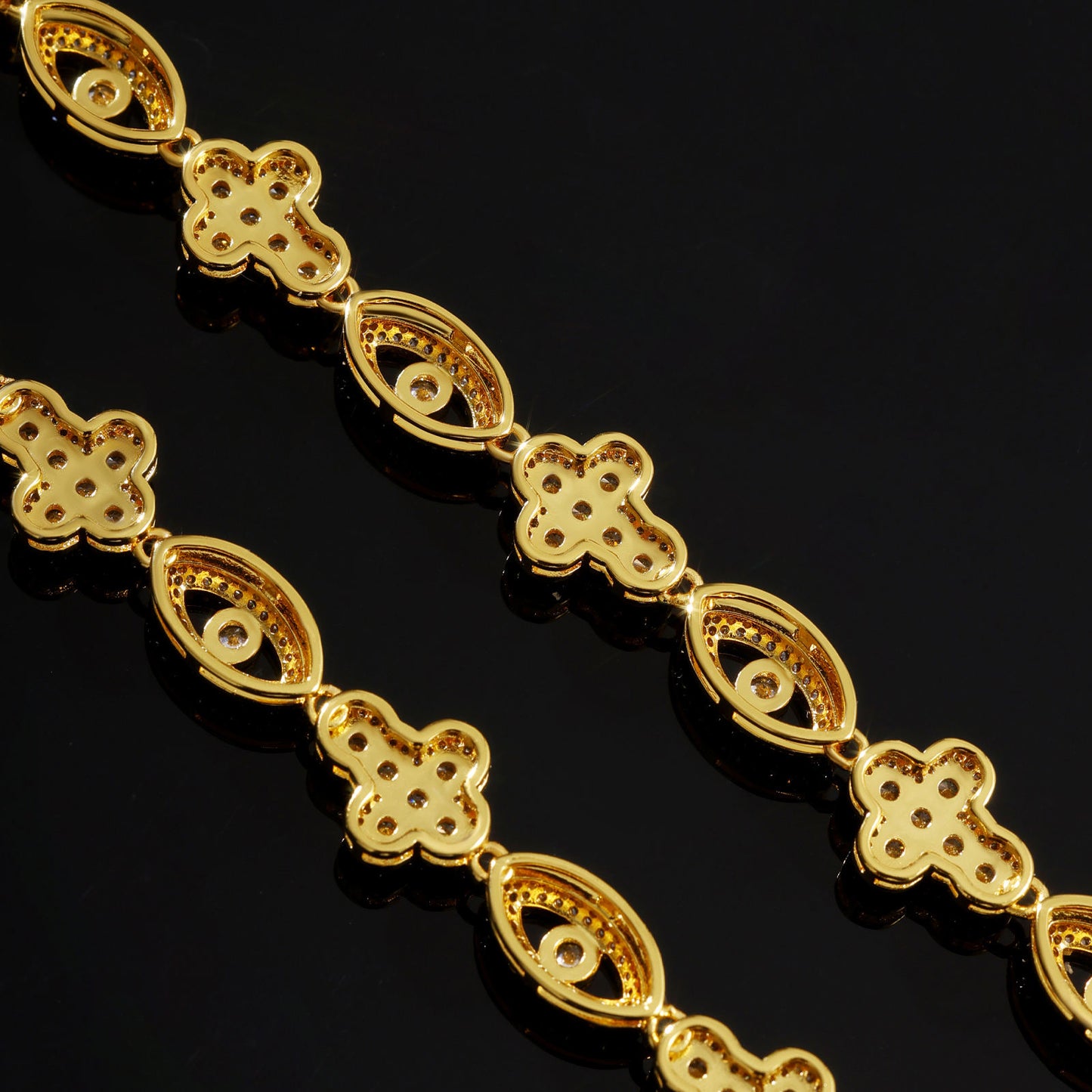 Evil Eye Hip Hop Moissanite Cross Cuban Chains Necklace, Rapper Iced Out Jewelry for Men