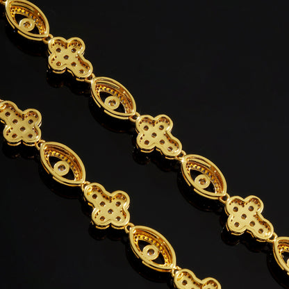 Evil Eye Hip Hop Moissanite Cross Cuban Chains Necklace, Rapper Iced Out Jewelry for Men