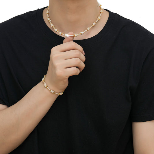 Iced Out Moissanite Barbed Wire Sterling Silver Hip Hop Chain Necklace For Men - Rapper