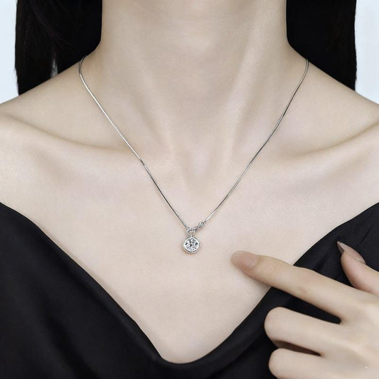 Round Moissanite Bezel-Set Solitaire Pendant Jewelry For Women And Girl Only Pendant