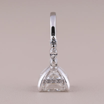 Princess Cut Moissanite Engagement Ring, White Gold Bubble Band Stacking Wedding Ring