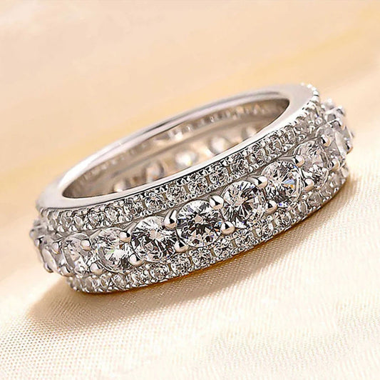 Round Moissanite Iced Out Engagement Wedding Band Rings For Unisex, 925 Sterling Silver Moissanite Hip Hop Jewelry For Rapper