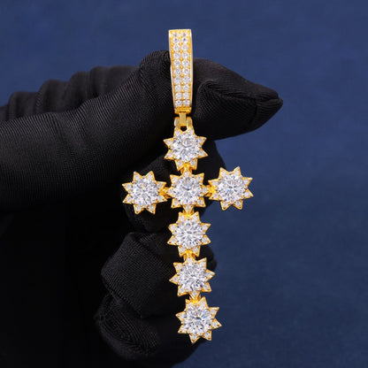 Iced Out Round Moissanite Diamond Hip Hip Cross Pendant For Men & Women Rapper Charm Jewelry
