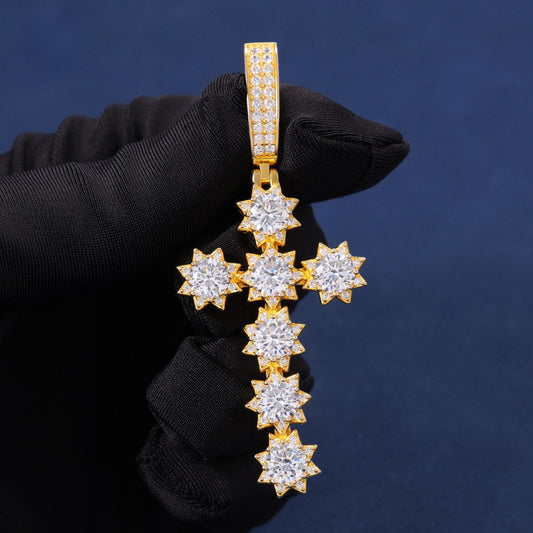 Iced Out Round Moissanite Diamond Hip Hip Cross Pendant For Men & Women Rapper Charm Jewelry
