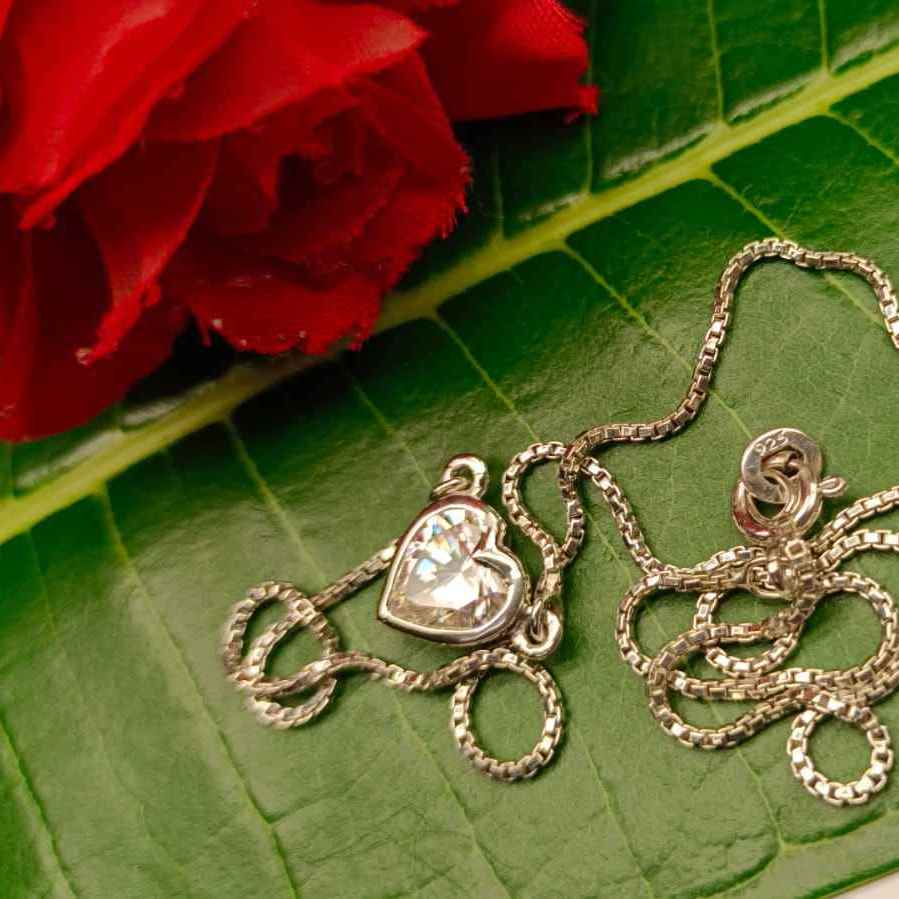 2 CT Heart Cut Moissanite Diamond Charm Pendant, 14K Solid Gold Moissanite Bezel Set Solitaire Pendant
