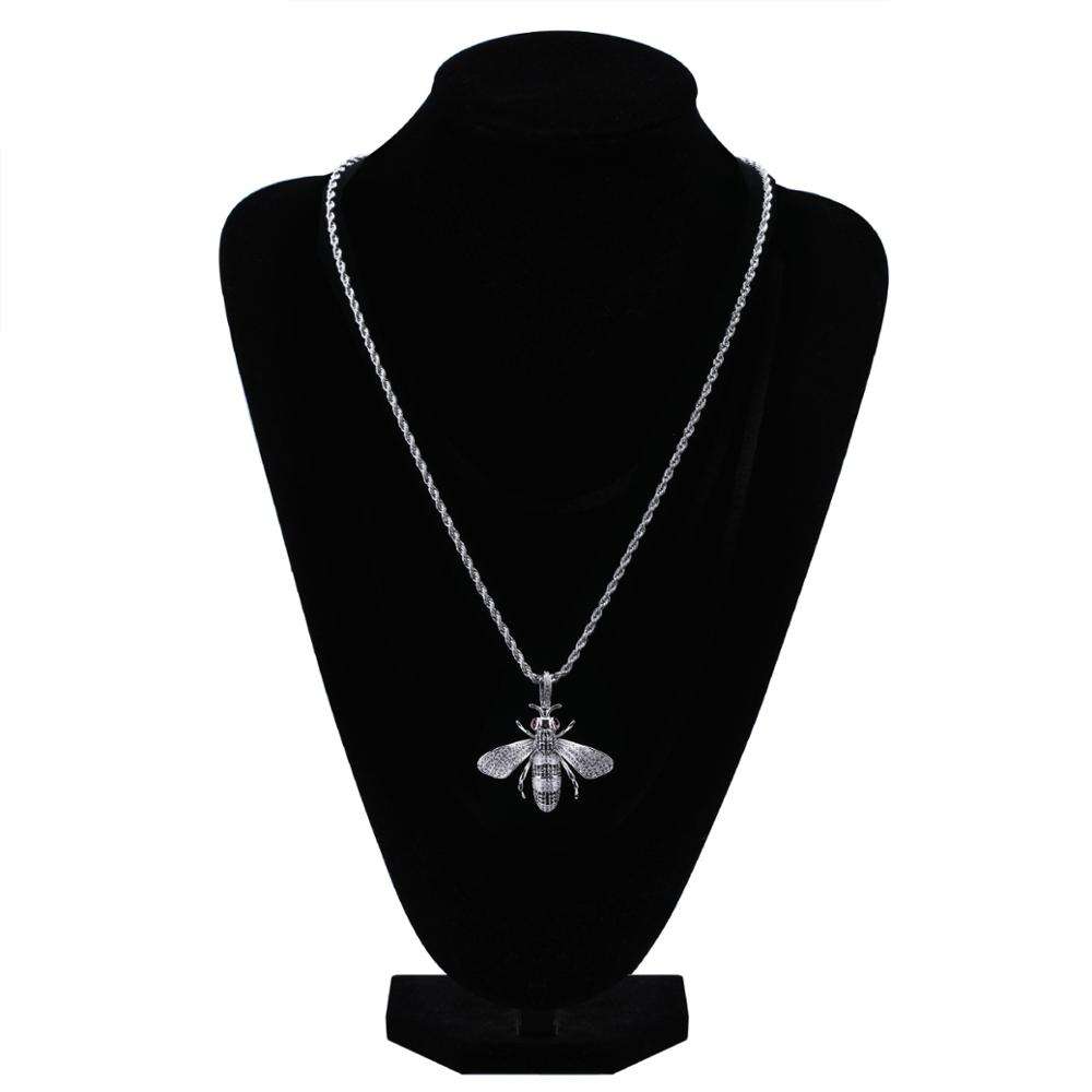 High Quality Hiphop Moissanite Bumble Honey Bee Pendant Necklace For Rapper - Men