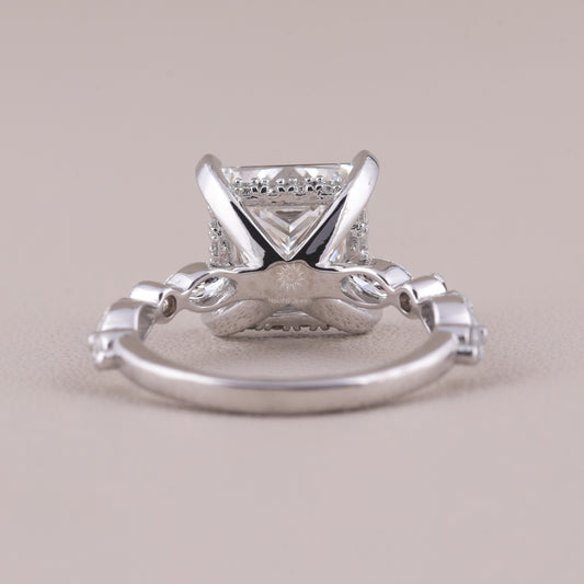 Princess Cut Moissanite Engagement Ring, Stacking Wedding Ring