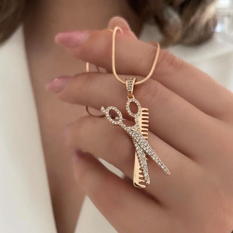 Round Cut Moissanite Barber Scissors Charm Pendant Specially For Barber