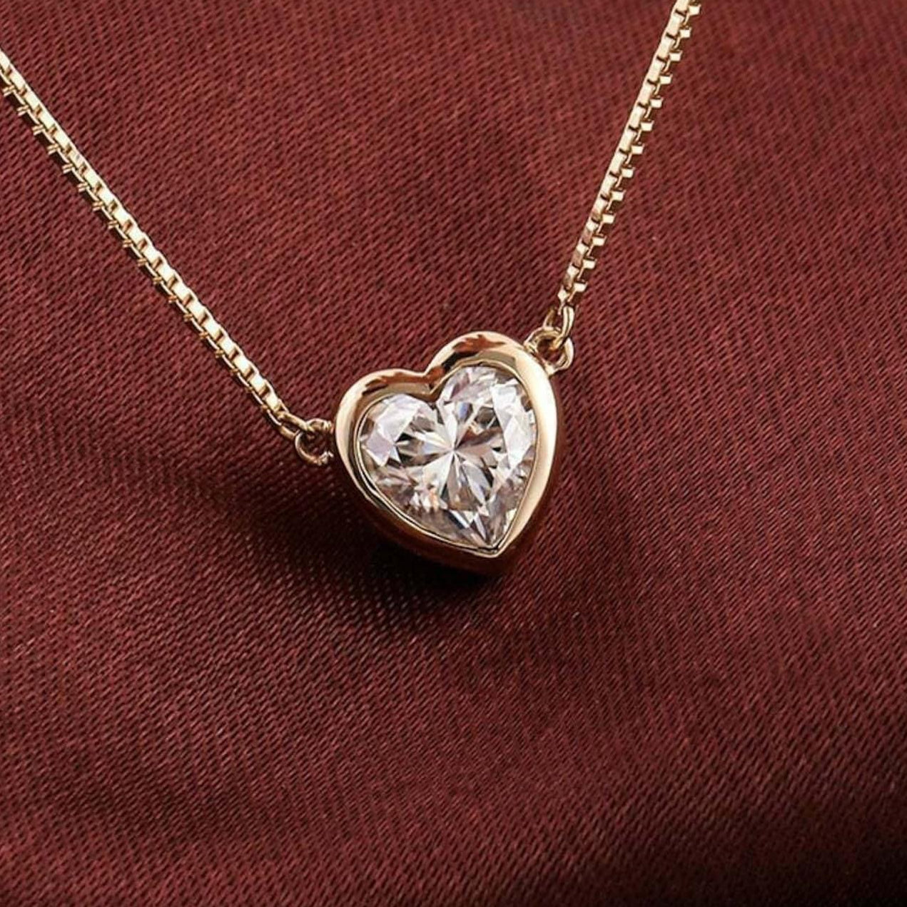 2 CT Heart Cut Moissanite Diamond Charm Pendant, 14K Solid Gold Moissanite Bezel Set Solitaire Pendant