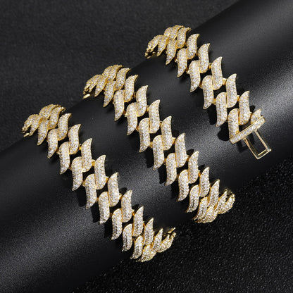 14MM Brilliant Cut Moissanite Miami Thorn Cuban Link Chain Fully Iced Out Cuban Chain Necklace for Men Hip Hop Jewelry