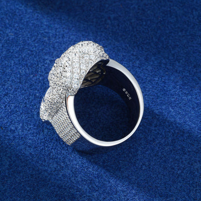 Round Moissanite Fully Iced Out Ring, Jesus Head Hip Hop Jewelry Rings