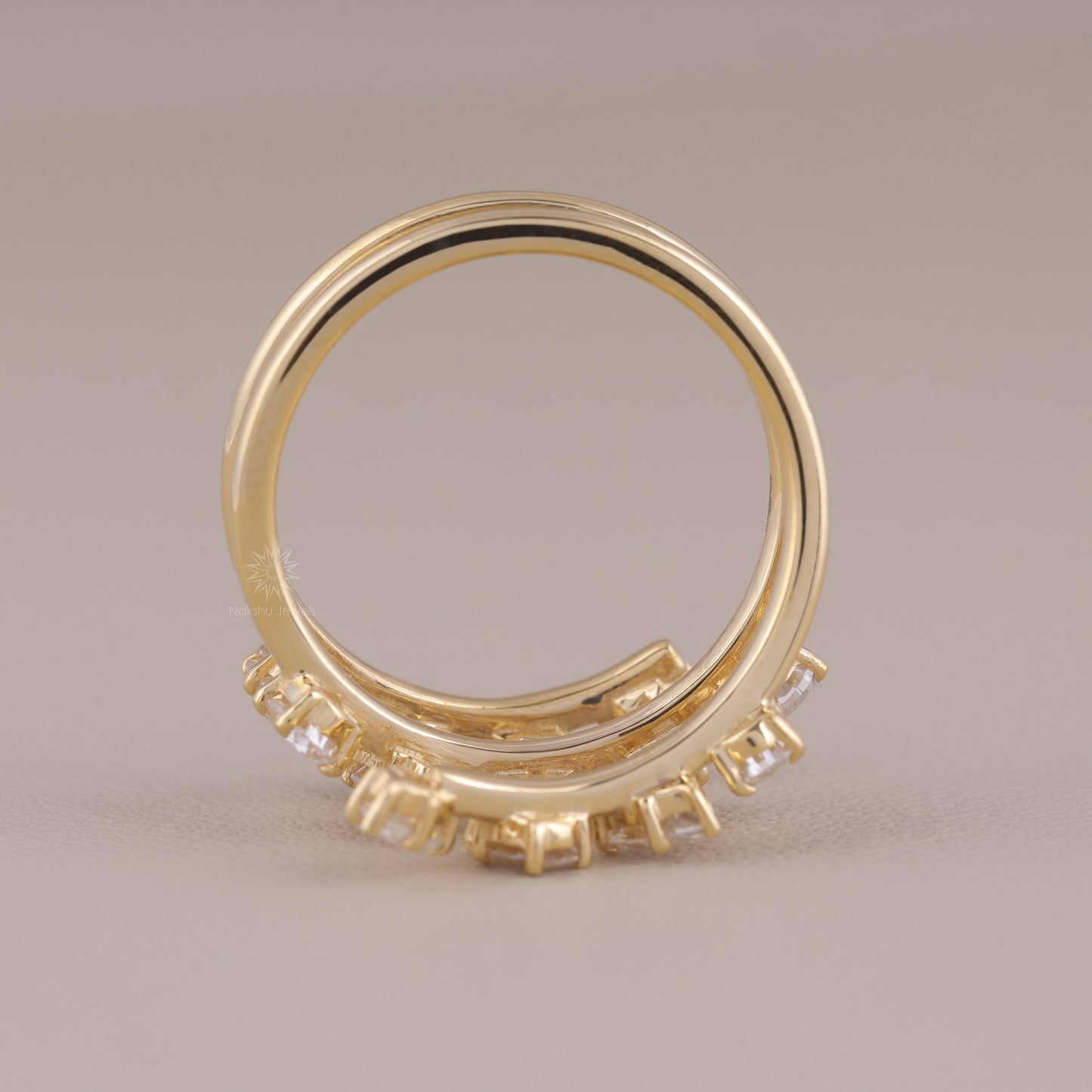 Pear Cut Moissanite Spiral Wrap Ring with Scattered Cluster Design