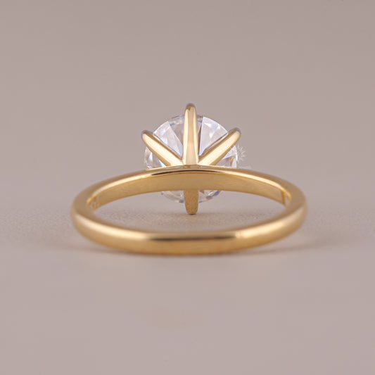 Brilliant Round Cut Moissanite Six Prong Engagement Ring In 14K Solid Gold