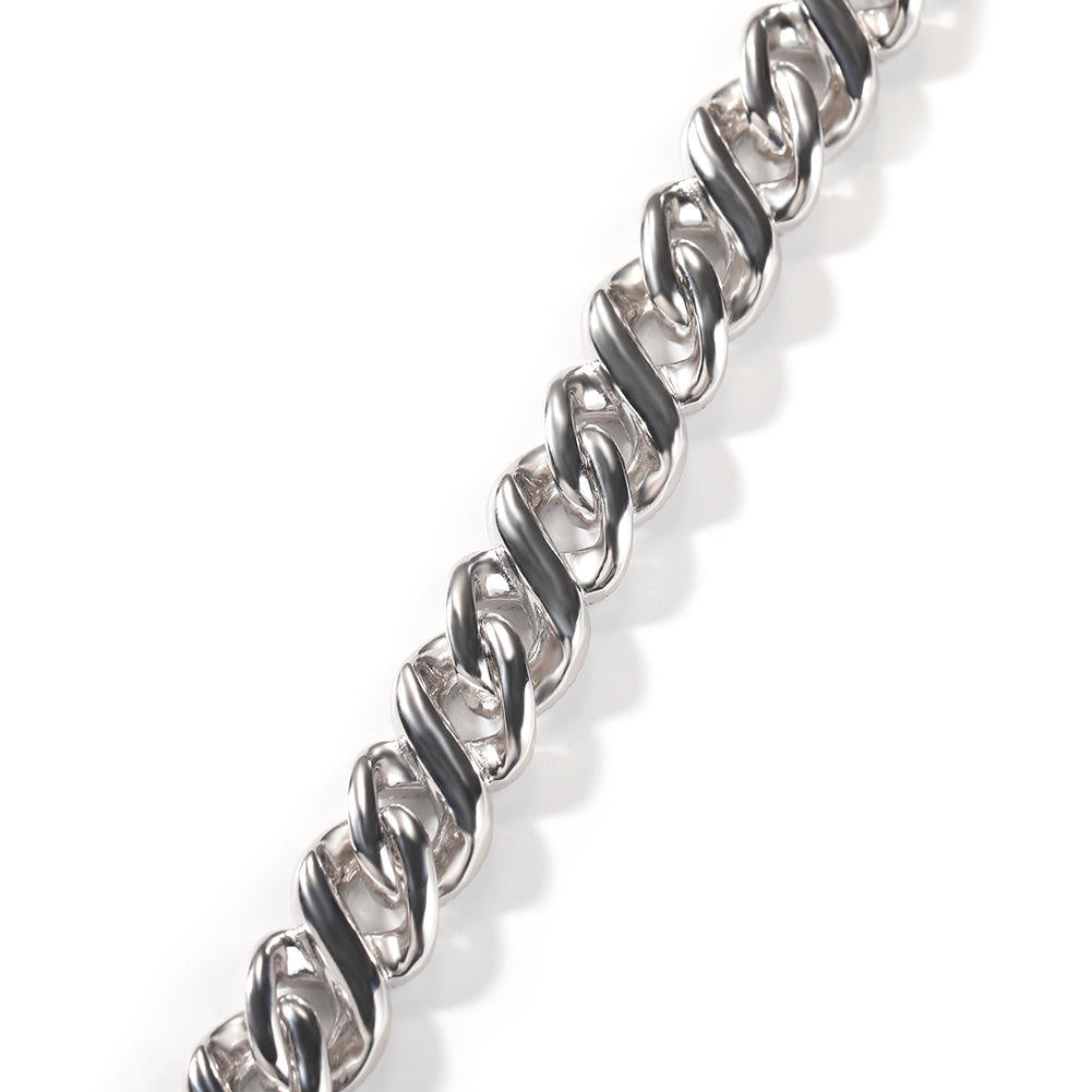 Iced Out Round Cut Moissanite Infinity Cuban Link Chain, Black CZ 925 Sterling Silver Necklace Mens Jewelry