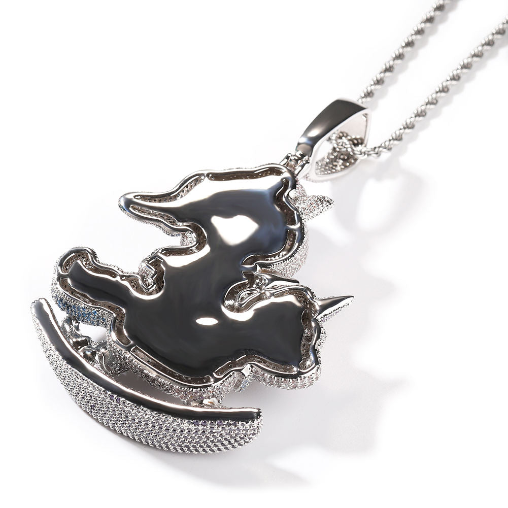 Hip Hop Moissanite Custom Pikachu Horse Pendant In 925 Sterling Silver For Men