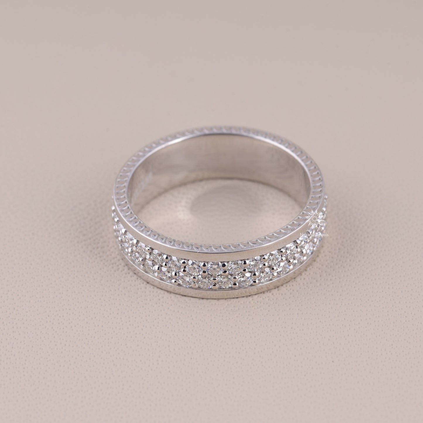 Men's Moissanite Diamond Wedding Ring, Gold Ring For Men, Full Eternity Stacking Band Ring, Moissanite Wedding Band For Men